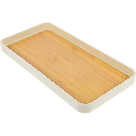 Obstschale im rustikalen Stil, Holzoptik, rechteckige Snackschale – 30,00 x 15,00 x 2,60 cm (1/4)