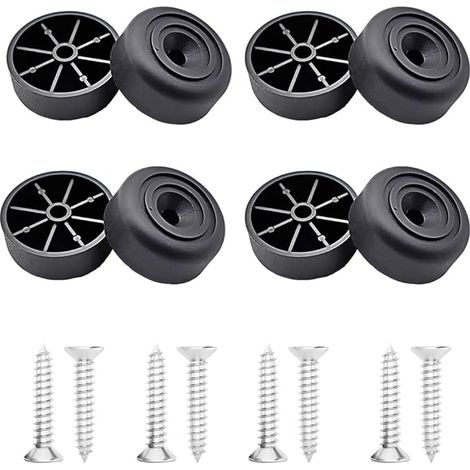 8 Pièces Pieds de Meubles Ronds - Pied de Meuble Noir en Plastique pour Armoire Canapé Les Meubles en Bois Chaise (33 x 13 mm) Con 8 M4 x 25 mm (1/5)