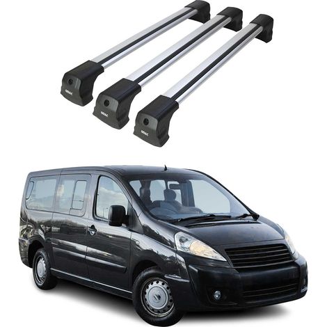 OMAC Barres de toit compatibles avec Fiat Scudo 2007-2016 – 3 barres – Antivol inclus – Aluminium Argent (1/5)