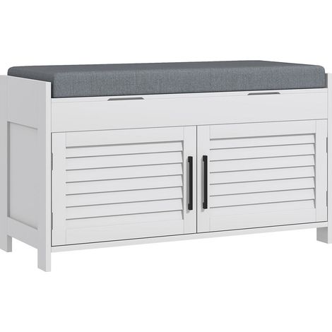Entrée Rangée et Pratique Meuble Meuble Chaussures Slim Compartiments Cachés et Coussin Assise Moelleux (1/5)
