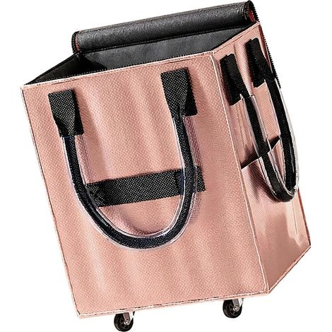 Grand sac de transport pliable à roulettes pour les activités quotidiennes, les courses, le transport d'équipement de sport, couleur or rose (1/4)
