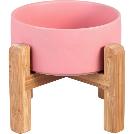 1 Gamelle Surélevée,Céramique,Bambou,Design Pliable,Chien Chat
