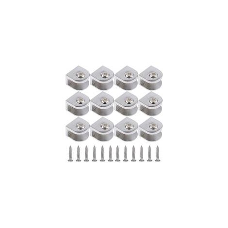 Clips Argentés pour Verre Lot de 12 Clips Réglables avec Vis, Pour Verre de 3 à 10 mm d'Épaisseur, Fixation Murale