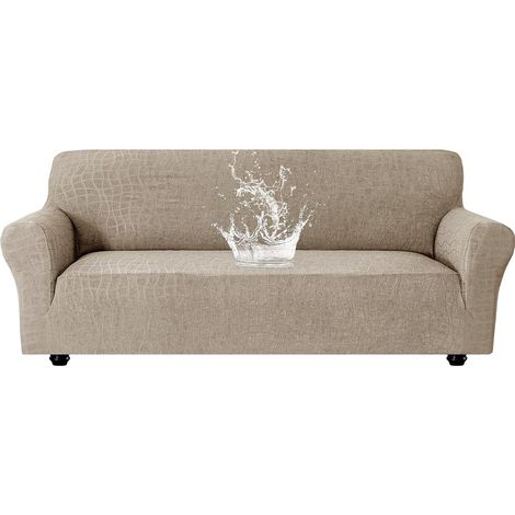 Waterproof 3 Seater Sofa Cover with Armrests, Universal Non-Slip Sofa Cover, Anti Animal Hair Protector for Sofa, Khaki