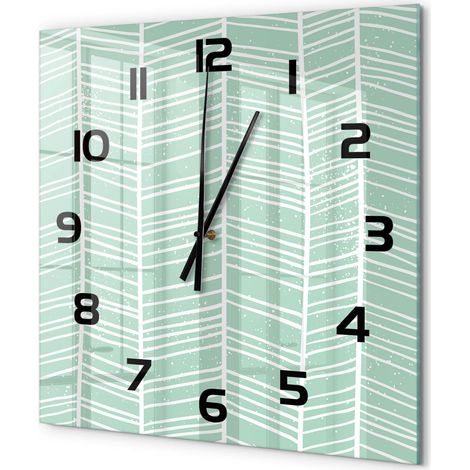 Grande Horloge Murale Carrée en Verre Mouvement Silencieux Quartz Design Moderne Motif à chevrons 60x60 cm (1/5)
