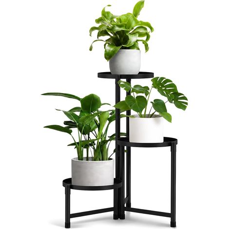Étagère à fleurs 3 niveaux en métal, support à plantes et échelle à fleurs pour intérieur et extérieur, table de plantation de 25,4 cm pour coin, étagère à fleurs pour salon, bureau, jardin (1/5)