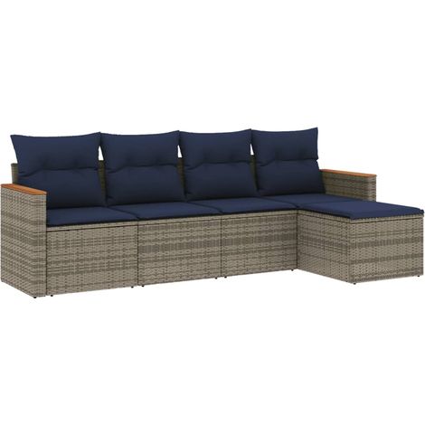 Maison Exclusive - 5-teiliges Gartensofa-Set mit Kissen, grau, Po