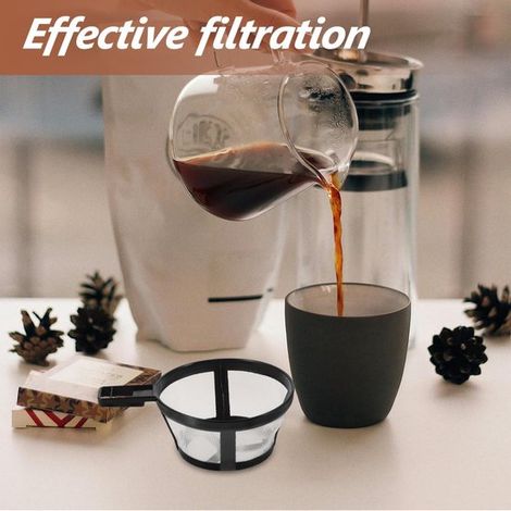 Filtro de cafetera de 3 piezas, reutilizable, con cesta de malla y asa para cafetera, fácil de limpiar (1/5)