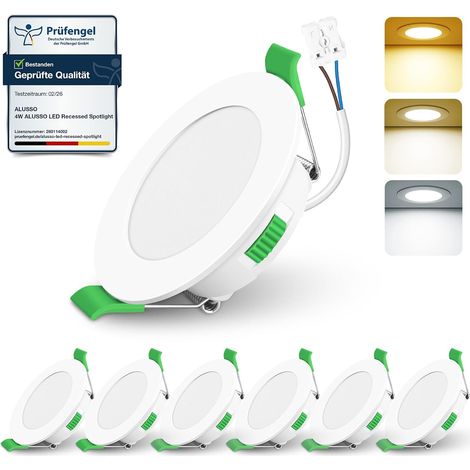 Lot de 6 Spot LED Encastrable,55-68mm Découpe pour Cuisine,Blanc AC 220-240V,4W 310LM Dimmable,3000K 4000K 6500K Réglable,IP44 étanche Led Spots pour Salle de Bain,Salon (1/5)