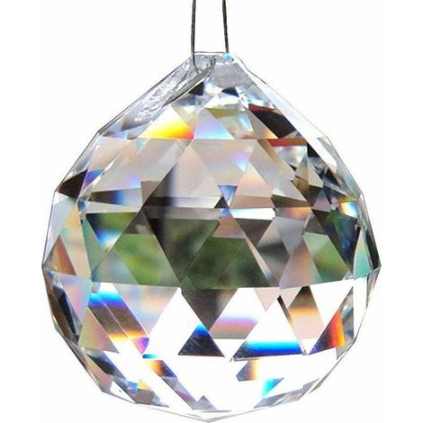 60 mm große, klare Kristallkugel, Prisma, Regenbogen-Anhänger, Kristallleuchter, Kristallstücke – Hochzeit, Party, Tischdekoration – Fei Yu (1/4)