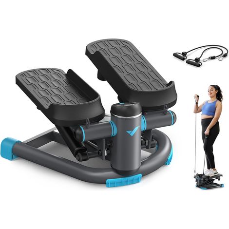 Mini Stepper Fitness Appartement,Stepper 2 en 1 pour la Maison2403 Swing Silencieux 150 kg avec Écran LCD et Bandes de Résistance,pour l'Entraînement des Jambes,des Bras,des Fesses (1/5)