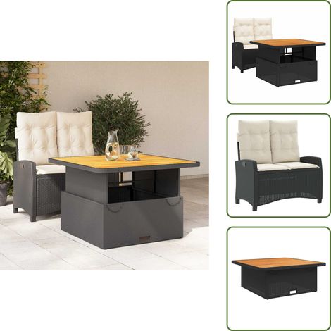 Banc inclinable - vidaXL Ensemble à manger de jardin coussins 2pcs noir résine tressée - Table relevable (1/5)