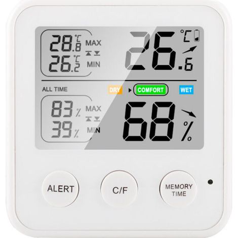 Compteur électronique de température et d'humidité numérique de haute précision pour l'intérieur (1/5)