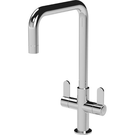 Kitchen Mono Mixer Tap with 2 Lever Handles, 361mm - Chrome (1/5)