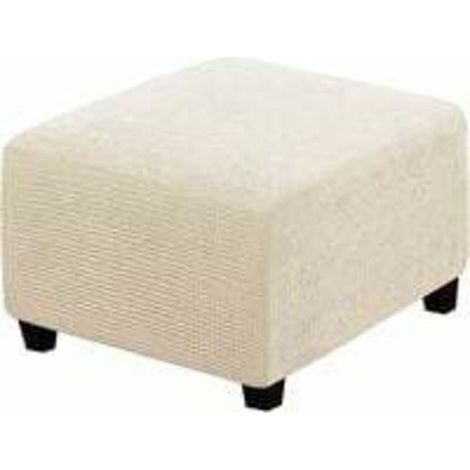 (beige) Housses extensibles, Housses de protection carrées en tissu élasthanne pour tabouret de rangement, repose-pieds, avec élastique en bas, pour meubles (1/5)