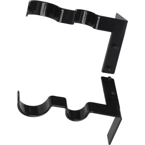 Lot de 2 supports de tringle à rideaux doubles en acier, supportant une charge de 9 kg (20 lb), montage facile, crochets pour tringle à rideaux pour la maison ou le bureau, noir