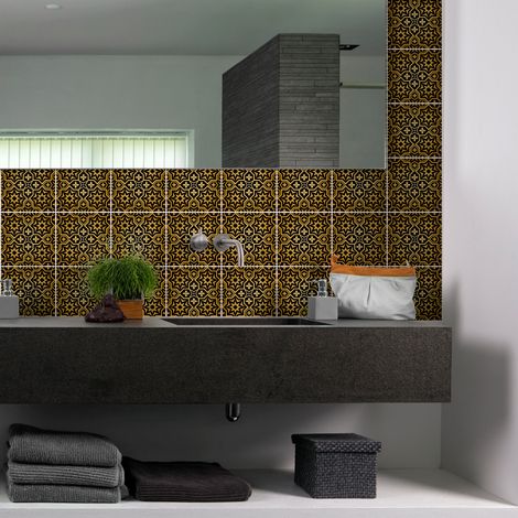 Sticker Mural Carrelage adhésif Cuisine Salle de Bain - 60 STICKERS CARREAUX DE CIMENT ORIENTAL SAFED - 60stickers10x10cm (1/5)