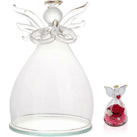 Cloche en verre en forme d'ange pour présenter des fleurs séchées transparentes. (1/5)