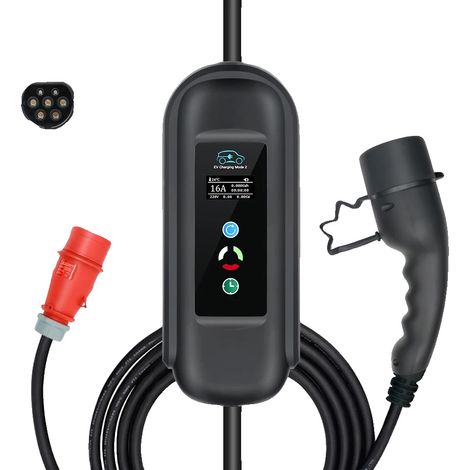 Chargeur EV, Portable, Courant Ajustable, 16A 3P 11kw T2 (1/2)