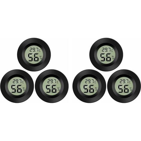 6-Pack Hygromètre Thermomètre Numérique LCD Moniteur Humidimètre Jauge pour Humidificateurs Déshumidificateurs Serre Sous-Sol Babyroom Hygromètre，Thermomètre (1/4)