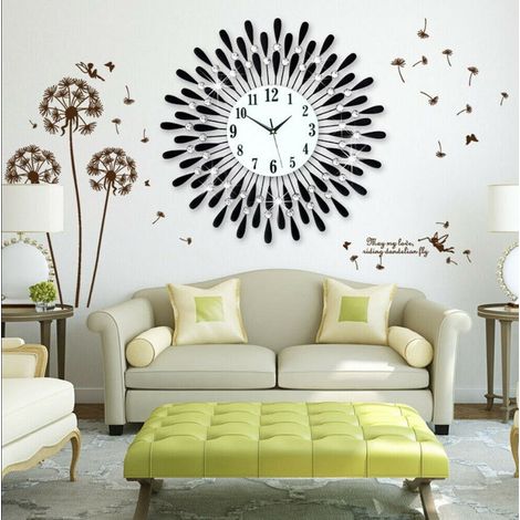 Holdfiturn Crystal Diamond Wall Clocks Modern Wall Clock Flower Wall Clock Silent Metal Clock 45cm for Living Room Bedroom Home Wall Art Decoration (1/5)
