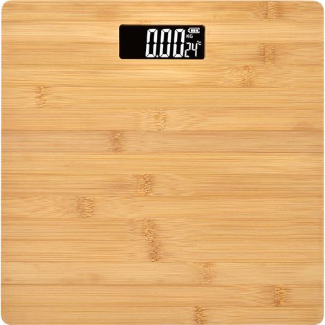1 Pèse-personne,Balance en verre et bambou,Écran LCD 7-180 kg,Arrêt auto 8s,Pieds antidérapants,Salle de bain (1/5)