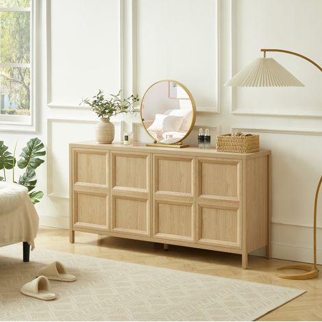 Credenza in MDF con apertura a pressione, chiusura morbida e finitura rovere, 160x40x80 cm (1/5)