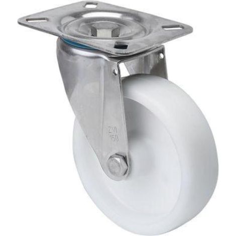 rueda giratora placa inox.10zvli100-utr poliamix blanco eje rodillos (1/2)