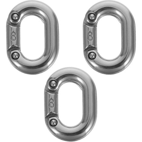 Lot de 3 connecteurs à maillons rapides : maillons de chaîne de qualité marine de 8 mm – connecteurs de réparation d’ancres de bateau en acier inoxydable pour voiliers, yachts et bateaux de pêche (1/4)