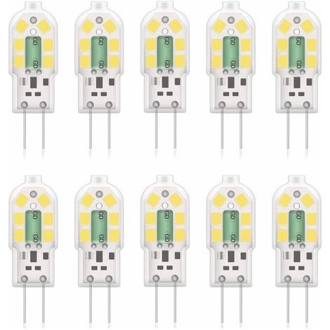 G4 2W LED Ampoule, 20W Ampoules Halogènes équivalentes, Blanc froid 6000k,200Lm,12x SMD,12V AC/DC-Pack de 10 [Classe énergétique A+] (1/5)