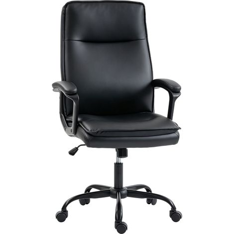 Sedia da ufficio ergonomica nera con schienale alto, altezza regolabile e ruote (1/5)