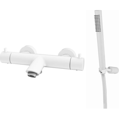 Paffoni Light LIQ023BO série LIQ023BO mitigeur thermostatique externe pour baignoire avec douchette blanc mat Laiton - Blanc opaque