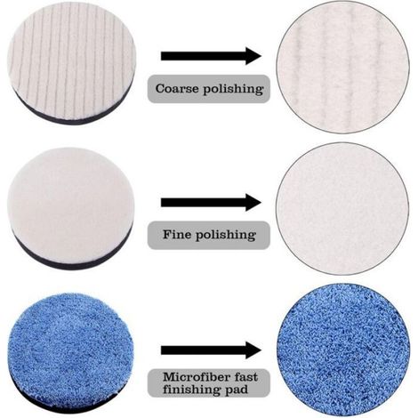 Kit De Polissage - 8 Tampons Polissage 125 Mm - Pour Perceuse Avec Adaptateur M14 - Éponges En Mousse Et Microfibre - 1 Pièce (1/5)