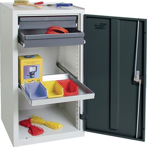 Werkzeug-/Beistellschrank H1000xB500xT500mm 2Schubl.,1BD lichtgrau/anthrazitgrau (1/5)