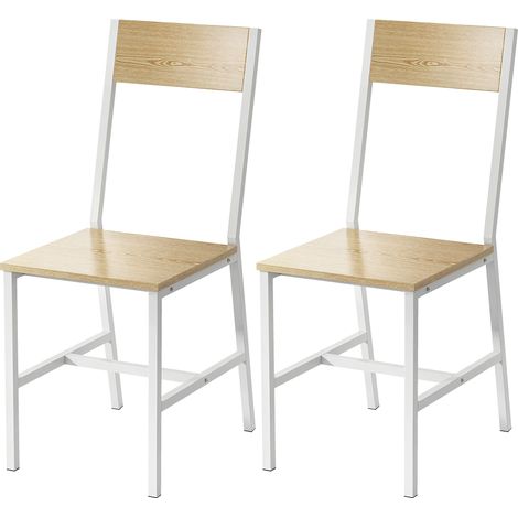Ensemble de 2 chaises de salle à manger/cuisine avec dossier incliné et structure en métal naturel (1/5)