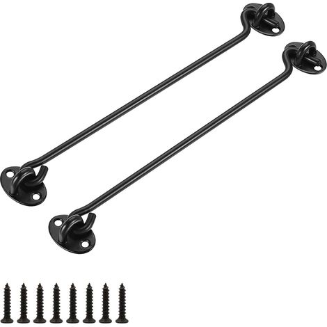Crochet Porte, 2 Pièces 300 mm Fermeture Porte Acier Inoxydable, Loquet Porte Noir, Crochet Fenetre pour Portes, Fenêtres de Garage, Maisons de Jardin, Chalets (1/5)