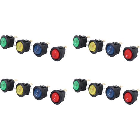 Interrupteur à bascule marche/arrêt SPST lumineux à 16 LED 12 V pour tableau de bord de voiture ou bateau (1/5)
