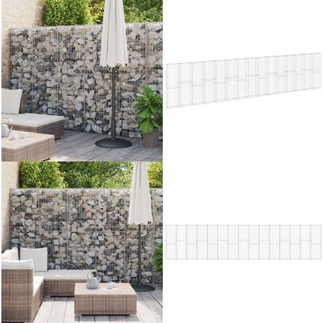 Gabionenwand mit Abdeckung Verzinkter Stahl 900x30x200 cm - Gabionenwand - Stahlauskleidung - Gartenzubehör - Terrassenbegrenzung - Sichtschutz - Home & Living (1/5)
