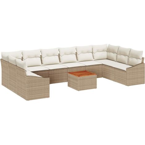 Garten-Sofa-Set 11 pcs Beige und Weiß vidaXL (1/5)