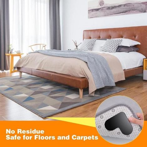 Lot de 12 bandes antidérapantes pour tapis, réutilisables et en forme de cœur (97 x 75 x 2 mm), lavables et anti-enroulement. (1/5)