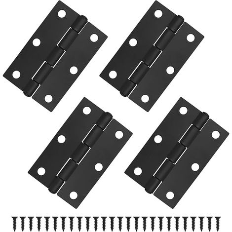 Türscharniere - 75 mm (3 Zoll) Schranktürscharniere mit Innenschrauben für Wohnmöbel, Holztürscharnier (schwarz - 4 Stück, 7,5 cm x 4,8 cm) (1/5)