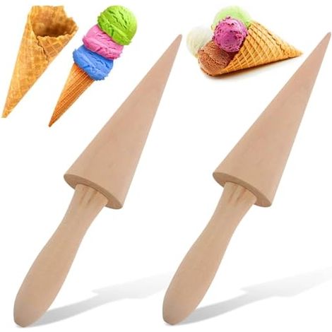 Eiswaffel-Nudelholz im italienischen Stil – Eiswaffelform – Nudelholz aus Holz – Eiswaffelform – Küchenutensil – dekoratives Backzubehör (Holz)