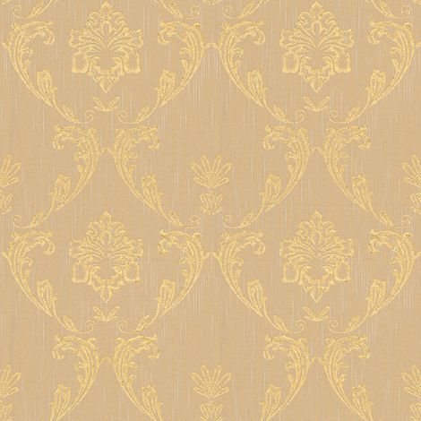 Barock Tapete Profhome 306584 Textiltapete strukturiert mit Ornamenten glänzend gold beige 5,33 m2