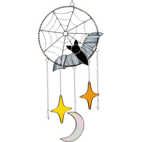 Halloween-Fledermaus-Traumfänger, Buntglasfenster-Anhänger, Sonnenfänger, Fenster- und Türendekoration, Zimmer- und Heimdekoration, Schwarze Katze, Halloween-Dekor, Gruselige Gothic-Dekoration, Fleder (1/5)