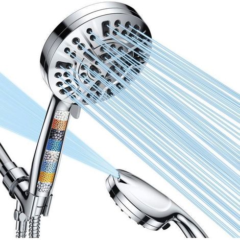 Pommeau de douche économique haute pression avec 8 modes de jet, accessoire de douche multifonction pour salle de bain, fixation universelle, lot de pièces pour installation facile