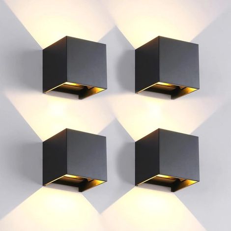 Set di 4 applique da parete per interni ed esterni - Cubo LED moderno, impermeabile IP65, 6 W, luce calda (1/5)