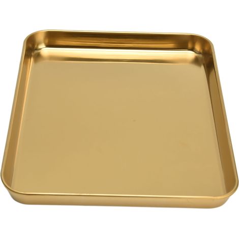 Bandeja rectangular, acero inoxidable 304, fondo plano, duradera, cocina, restaurante, hogar (1/5)