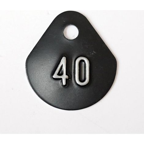 Chiffre goutte d'eau fond noir (à l'unité) estampé "40" en relief blanc hauteur d'écriture 11mm DERANCOURT