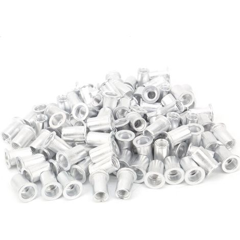 100 pezzi/piastra dadi a rivetto a testa piatta in alluminio placcato e dado a rivetto verticale M8 (M8100 pezzi)