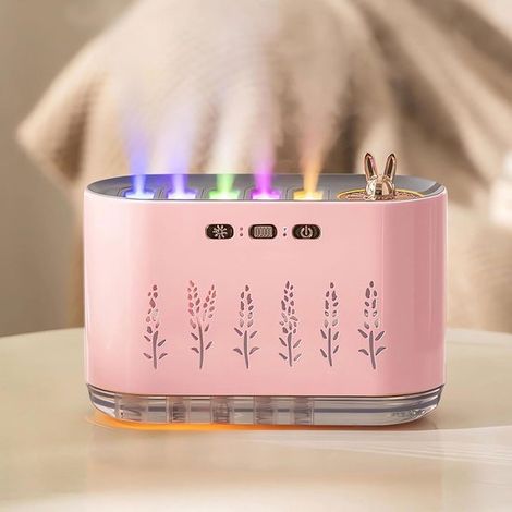 Umidificatore con 5 bocchette e nebulizzazione fredda,diffusore di oli essenziali da 700 ml,spegnimento automatico,ufficio domestico (rosa) (1/4)